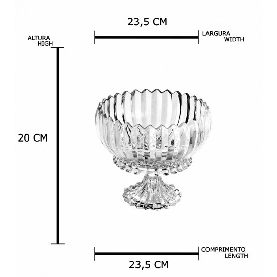 Centro de Mesa 23,5x23,5x20cm Geneva de Cristal Ecológico Com Base